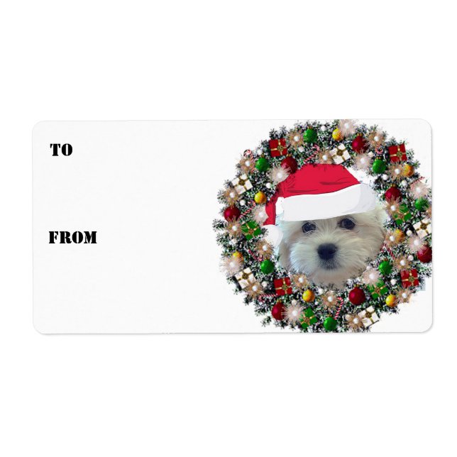 Christmas Wreath Havanese Gift Labels (Front)