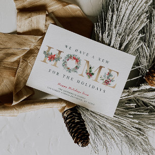 christmas wreath holiday announcement card