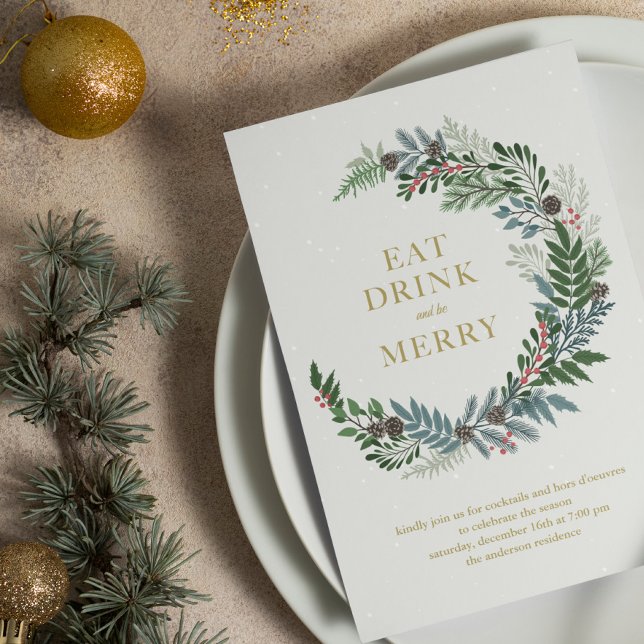 Christmas Wreath Holiday Party  Invitation (Creator Uploaded)