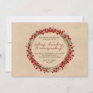 Christmas Wreath Holiday Party Invitations