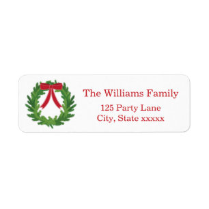 Christmas Wreath, Holiday Return Address Label