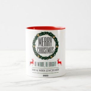  Christmas Wreath holidays Script Family   Two-Tone Coffee Mug