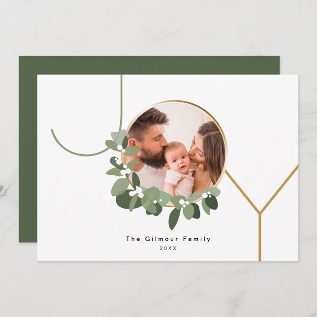 Christmas Wreath JOY Custom Family Photo Holiday (Front/Back)