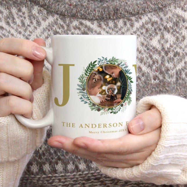 Christmas Wreath "Joy" Photo Coffee Mug (Creator Uploaded)