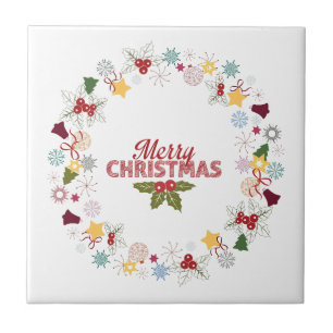 Christmas Wreath Joyful Greetings Collection Ceramic Tile