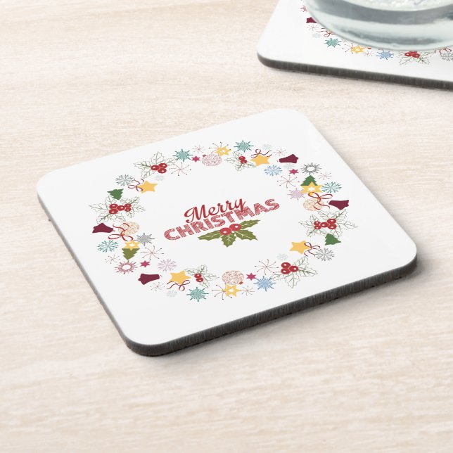 Christmas Wreath Joyful Greetings Collection Coaster (Left Side)