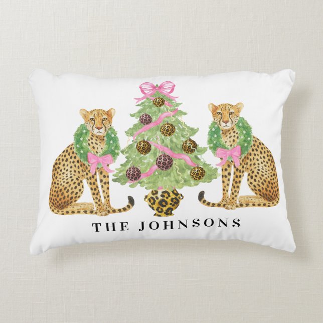 Christmas Wreath Leopard Crest  Decorative Cushion (Front)