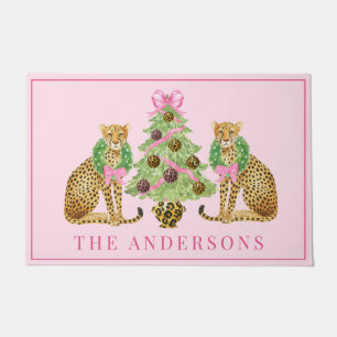 Christmas Wreath Leopard  Doormat