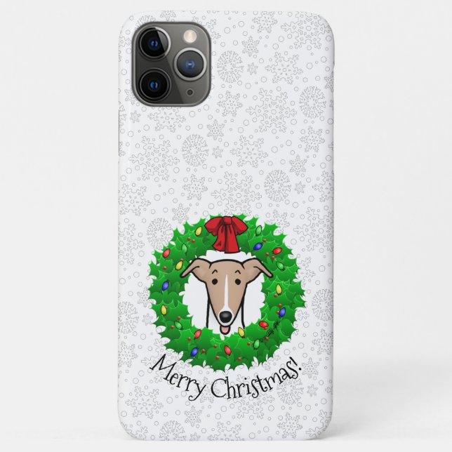 Christmas Wreath & Lights Whippet - Fawn & white Case-Mate iPhone Case (Back)