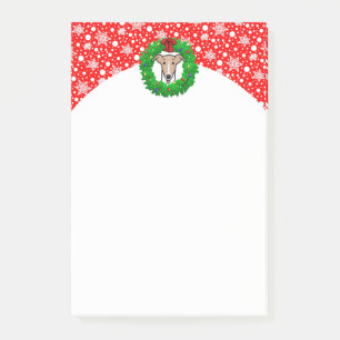 Christmas Wreath & Lights Whippet - Fawn & white Post-it Notes