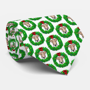 Christmas Wreath & Lights Whippet - Fawn & white Tie