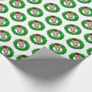 Christmas Wreath & Lights Whippet - Fawn & white Wrapping Paper