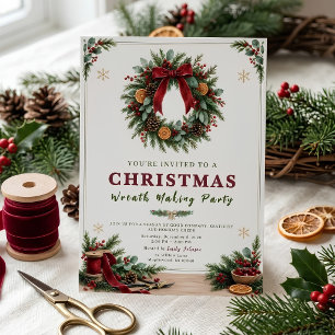 Christmas Wreath Making Party Invitation