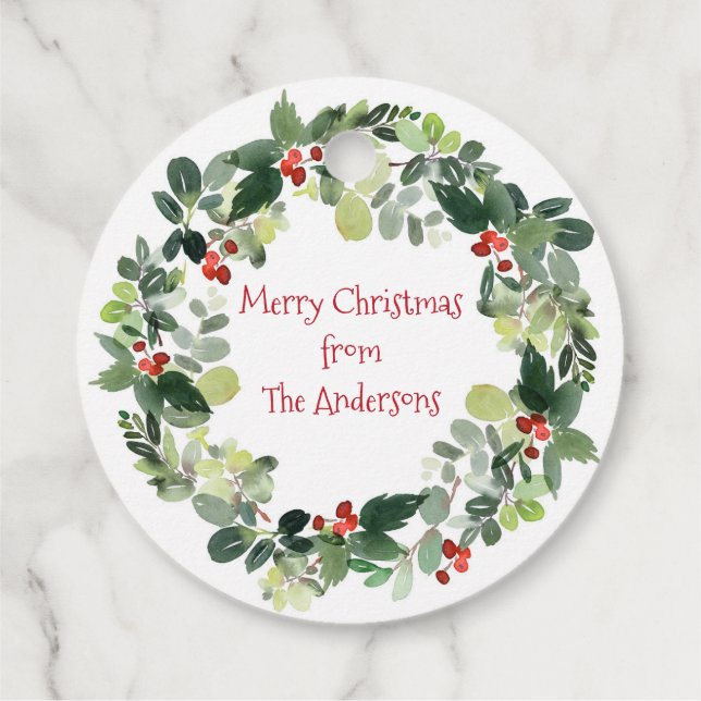 Christmas Wreath Merry Christmas Gift Tags (Back)
