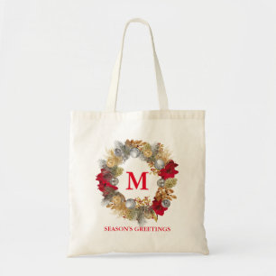 Christmas Wreath MONOGRAM Customisable Tote Bag