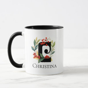 Christmas Wreath Monogram Letter C Mug