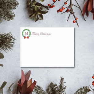 Christmas Wreath & Monogram Letter Post-it Notes
