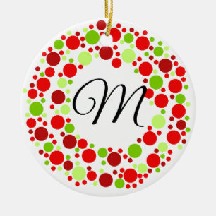Christmas wreath monogram ornament