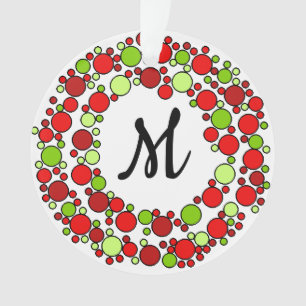 Christmas wreath monogram ornament