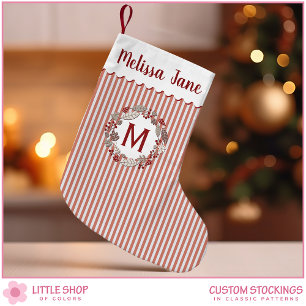 Christmas Wreath Monogram Small Christmas Stocking