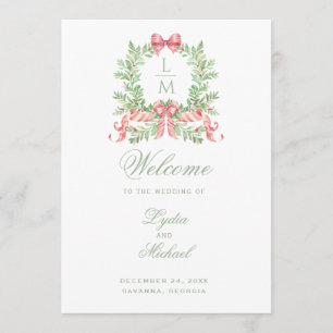 Christmas Wreath Monogram Wedding Program