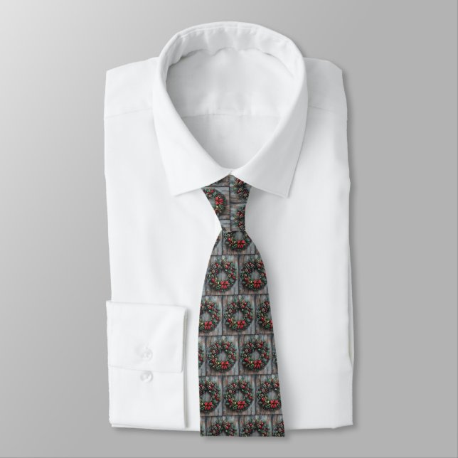 Christmas Wreath Neck Tie (Tied)