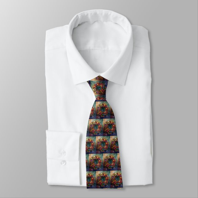 Christmas Wreath Neck Tie (Tied)
