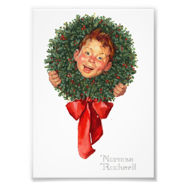 Christmas Wreath - Norman Rockwell - Little Boy Photo Print (Front)