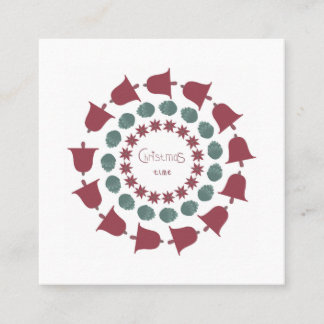 Christmas wreath of bells, cones and flowers discount card