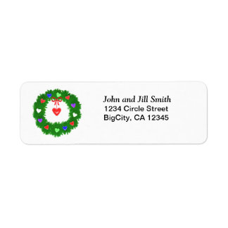Christmas Wreath of Hearts Return Address Label