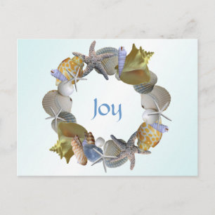 Christmas Wreath of Seashells Custom Greeting Card