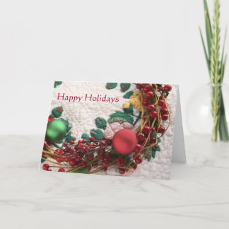 Christmas wreath on a quilt card