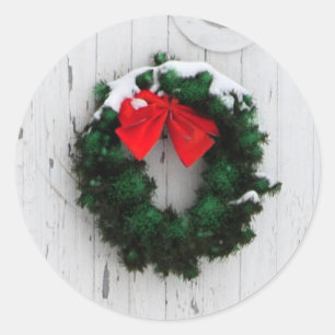 Christmas wreath on white barn stickers