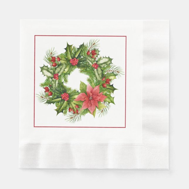 Christmas Wreath Paper Napkins (Front)