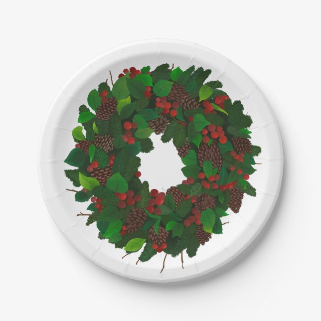 Christmas wreath  paper plate (Front)