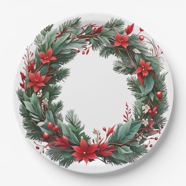 Christmas Wreath Paper Plate (Front)
