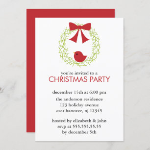 Christmas Wreath Party Invitations