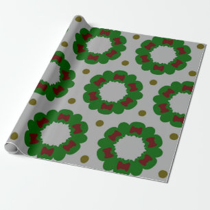 Christmas Wreath Pattern Wrapping Paper