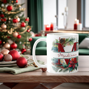 Christmas wreath personalised coffee mug