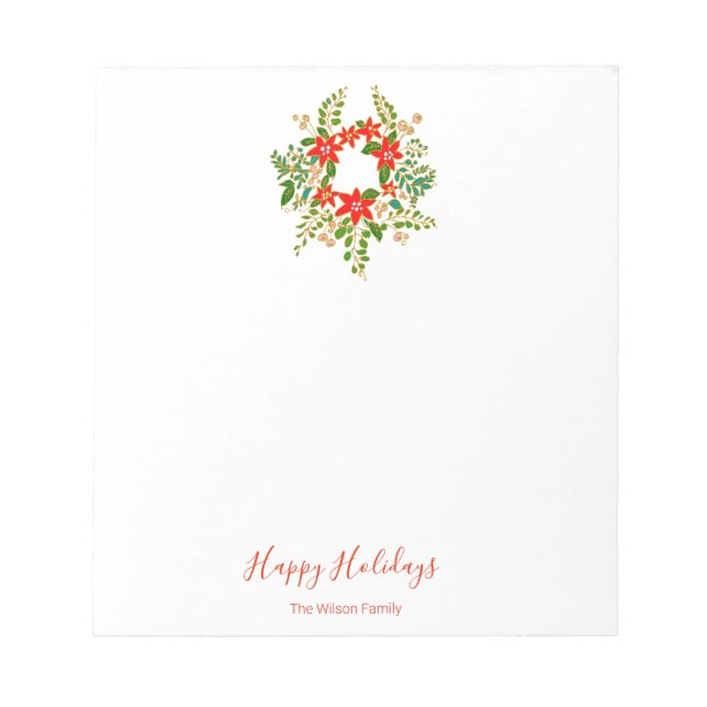 Christmas Wreath Personalised  Notepad (Front)