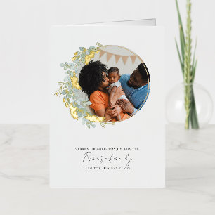  Christmas Wreath Personalised Photo Foil Holiday Card