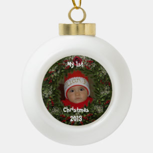 Christmas Wreath Photo Ceramic Tree Ornament