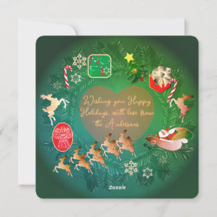 Christmas Wreath + Photo Flat Holiday Card