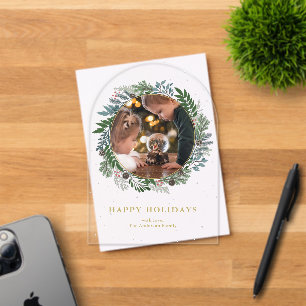 Christmas Wreath Photo Holiday Acrylic Invitations