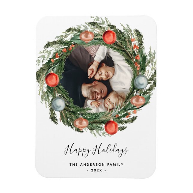 Christmas wreath photo magnet (Vertical)