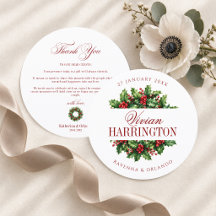Christmas Wreath Place Setting Thank You Card