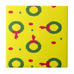 Christmas wreath polka dots ceramic tile
