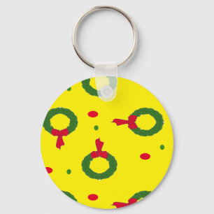 Christmas wreath polka dots key ring