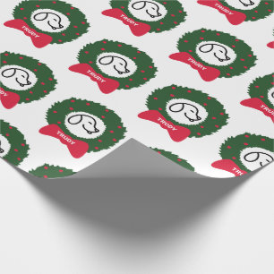 Christmas Wreath Puppy's Name From the Dog Wrapping Paper