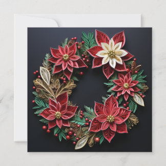 Christmas wreath quill holiday greeting card